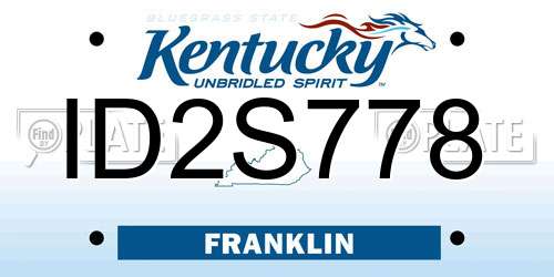 ID2S778 Kentucky License Plate