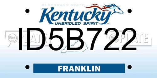 ID5B722 Kentucky License Plate