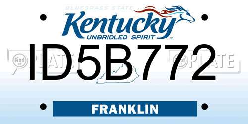 ID5B772 Kentucky License Plate