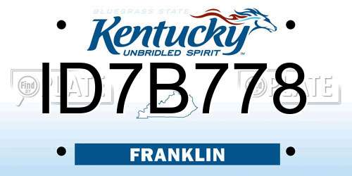 ID7B778 Kentucky License Plate