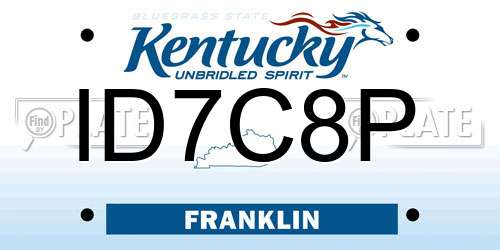 ID7C8P Kentucky License Plate