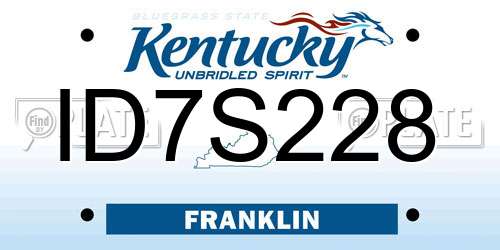 ID7S228 Kentucky License Plate