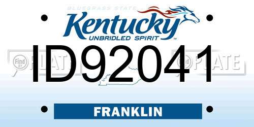 ID92041 Kentucky License Plate