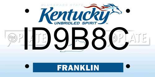 ID9B8C Kentucky License Plate