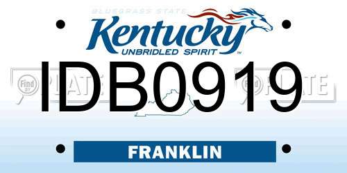 IDB0919 Kentucky License Plate