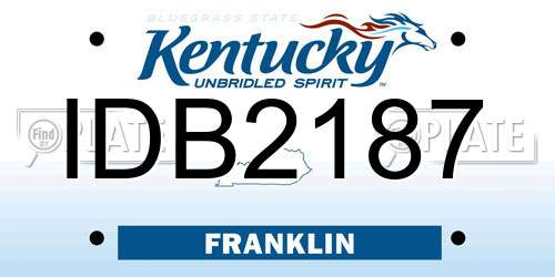 IDB2187 Kentucky License Plate