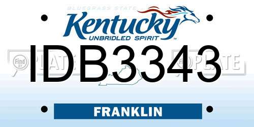 IDB3343 Kentucky License Plate