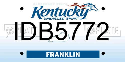 IDB5772 Kentucky License Plate