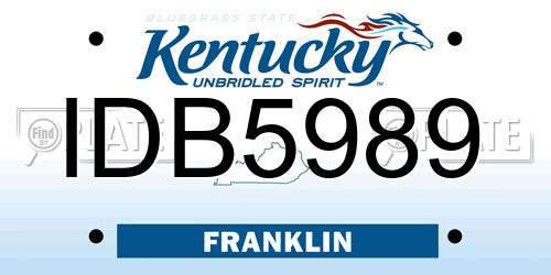 IDB5989 Kentucky License Plate