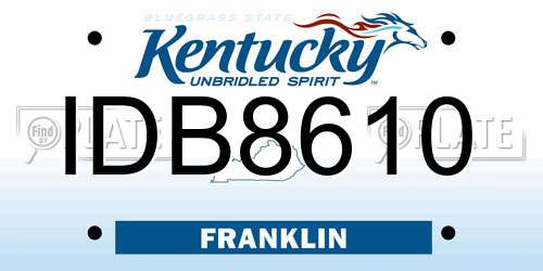 IDB8610 Kentucky License Plate