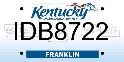 IDB8722 Kentucky License Plate