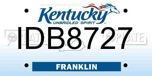 IDB8727 Kentucky License Plate