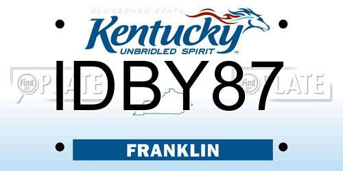 IDBY87 Kentucky License Plate