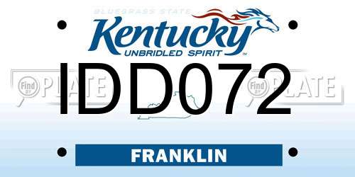 IDD072 Kentucky License Plate