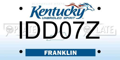 IDD07Z Kentucky License Plate