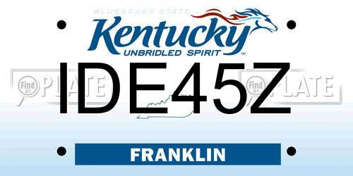 IDE45Z Kentucky License Plate