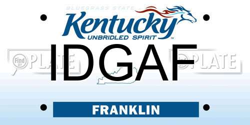 IDGAF Kentucky License Plate