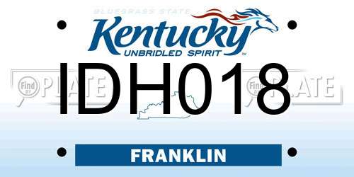 IDH018 Kentucky License Plate