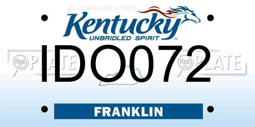 IDO072 Kentucky License Plate