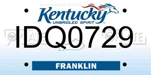 IDQ0729 Kentucky License Plate
