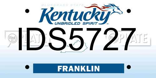 IDS5727 Kentucky License Plate