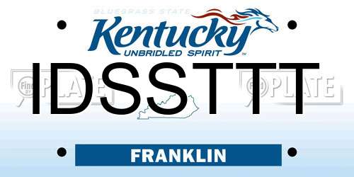 IDSSTTT Kentucky License Plate