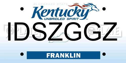 IDSZGGZ Kentucky License Plate