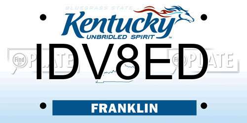 IDV8ED Kentucky License Plate