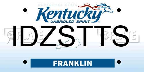 IDZSTTS Kentucky License Plate