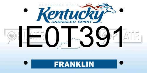 IE0T391 Kentucky License Plate