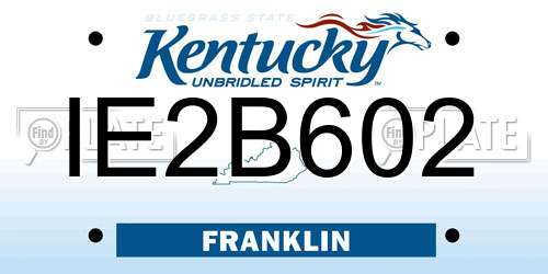 IE2B602 Kentucky License Plate