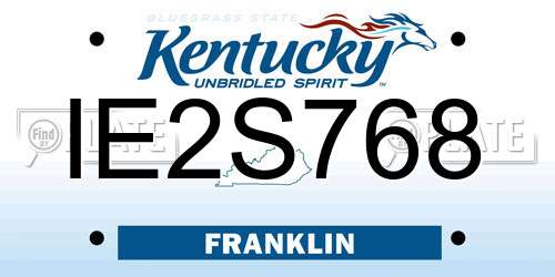 IE2S768 Kentucky License Plate