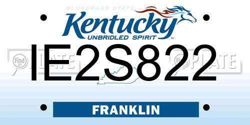 IE2S822 Kentucky License Plate