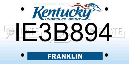 IE3B894 Kentucky License Plate