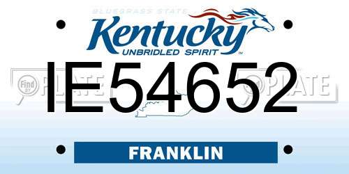 IE54652 Kentucky License Plate
