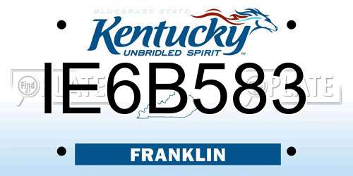 IE6B583 Kentucky License Plate