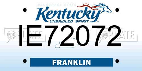 IE72072 Kentucky License Plate