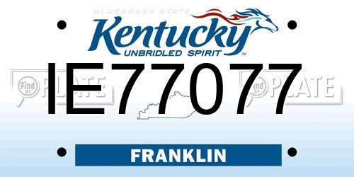 IE77077 Kentucky License Plate
