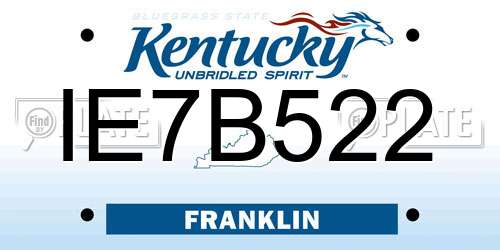 IE7B522 Kentucky License Plate