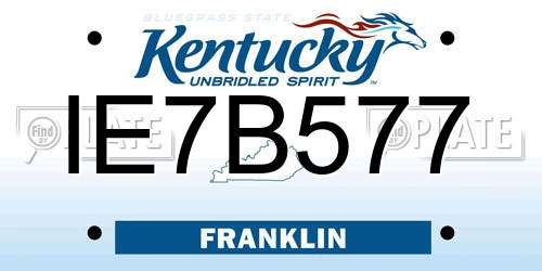 IE7B577 Kentucky License Plate