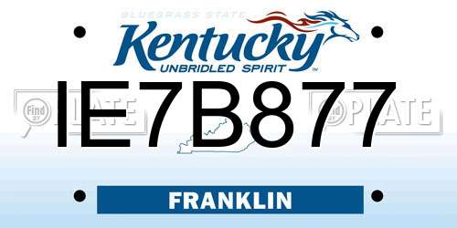 IE7B877 Kentucky License Plate