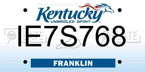 IE7S768 Kentucky License Plate