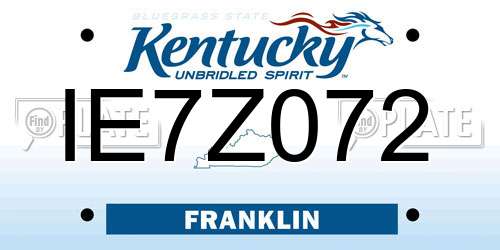 IE7Z072 Kentucky License Plate