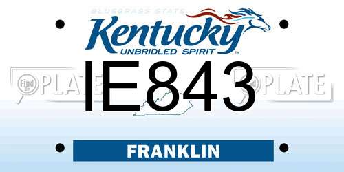 IE843 Kentucky License Plate