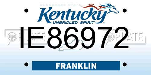 IE86972 Kentucky License Plate