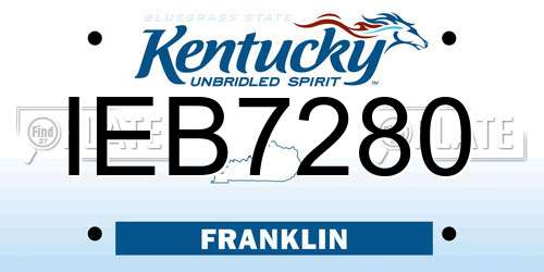 IEB7280 Kentucky License Plate