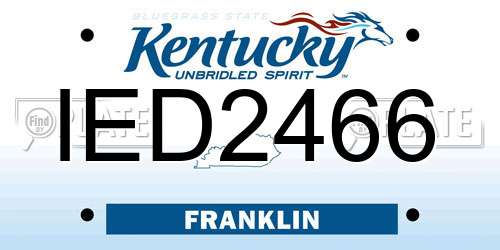 IED2466 Kentucky License Plate