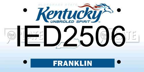 IED2506 Kentucky License Plate