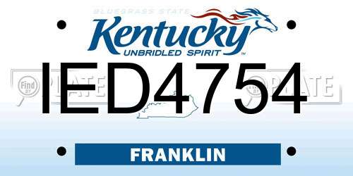 IED4754 Kentucky License Plate