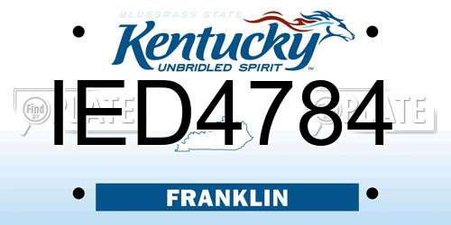 IED4784 Kentucky License Plate